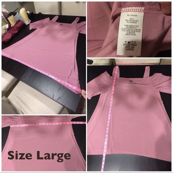 Mauve shark bite hem cold shoulder tee - Picture 8 of 8